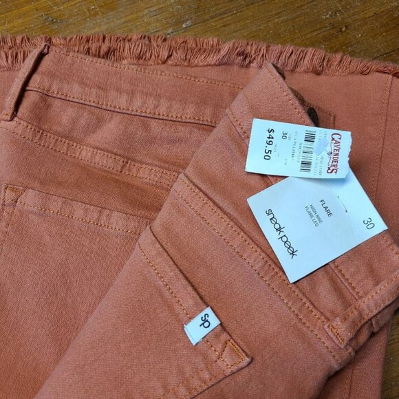 Sneak Peek Women's High Rise Distressed Flare Jeans Size 30 Brandy Brown - Picture 3 of 7